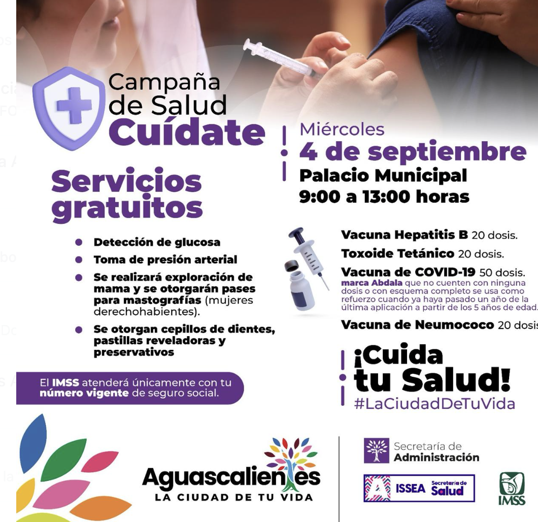 Este 4 de septiembre te esperamos en Palacio Municipal de las 9:00 a las 13:00 horas,